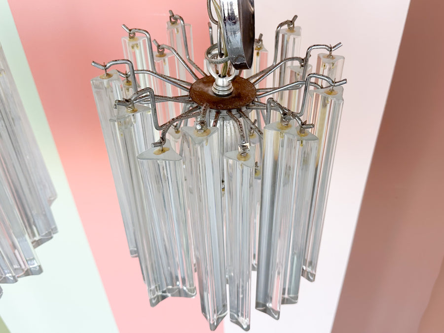 Pair of Murano Prism Glass Chandeliers