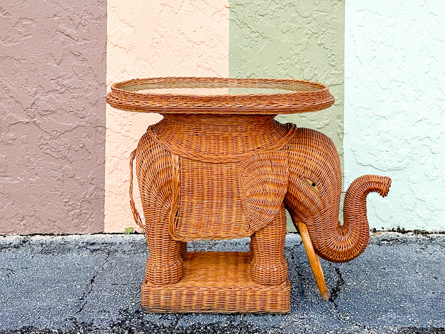 Natural Wicker Elephant Garden Seat