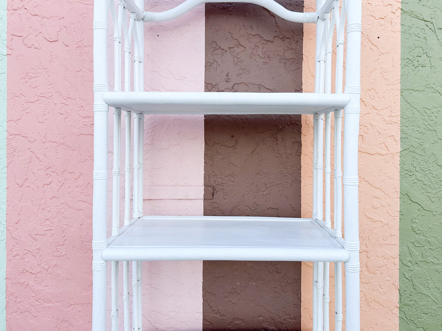 Faux Bamboo Rattan Pagoda Etagere