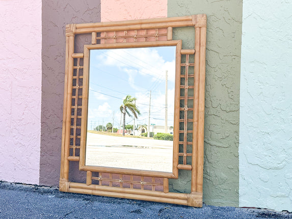 Rattan Grid MIrror