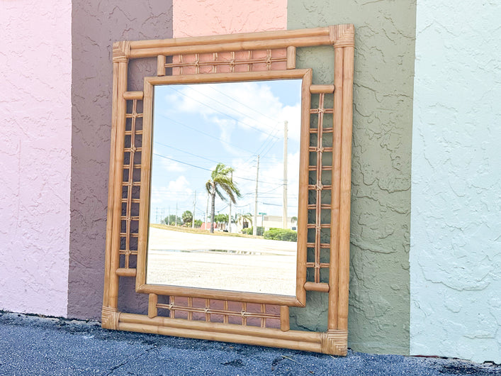 Rattan Grid MIrror