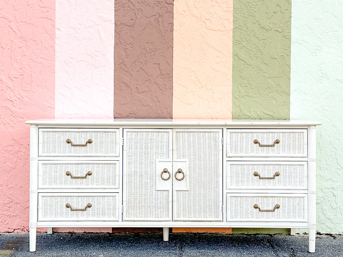 Faux Bamboo and Rattan Dresser