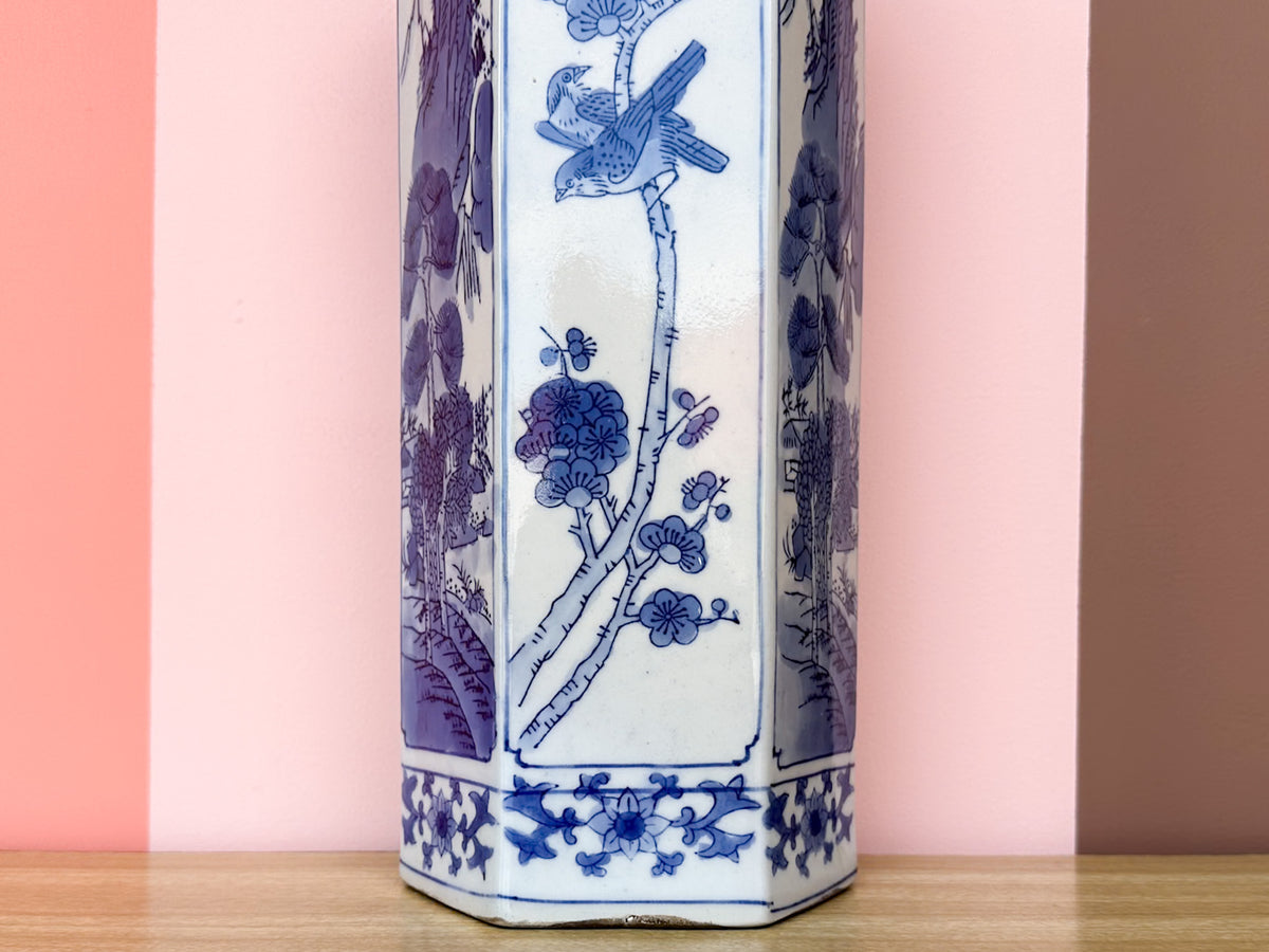 Blue and White Octagon Vase