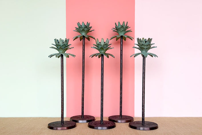 Set of Five Palm Tree Candle Holders