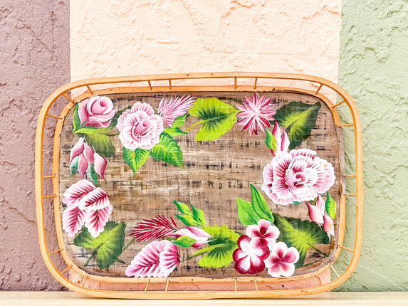 Hand Painted Tropical Bamboo Tray