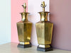 Pair of Etched Brass Chinoiserie Lamps