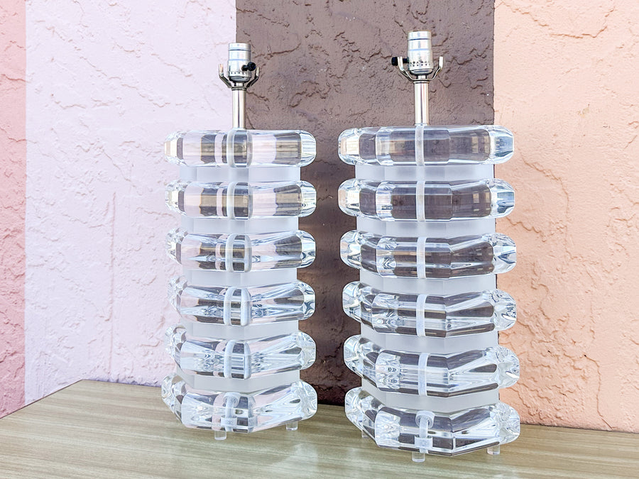 Pair of Fab MCM Lucite Lamps