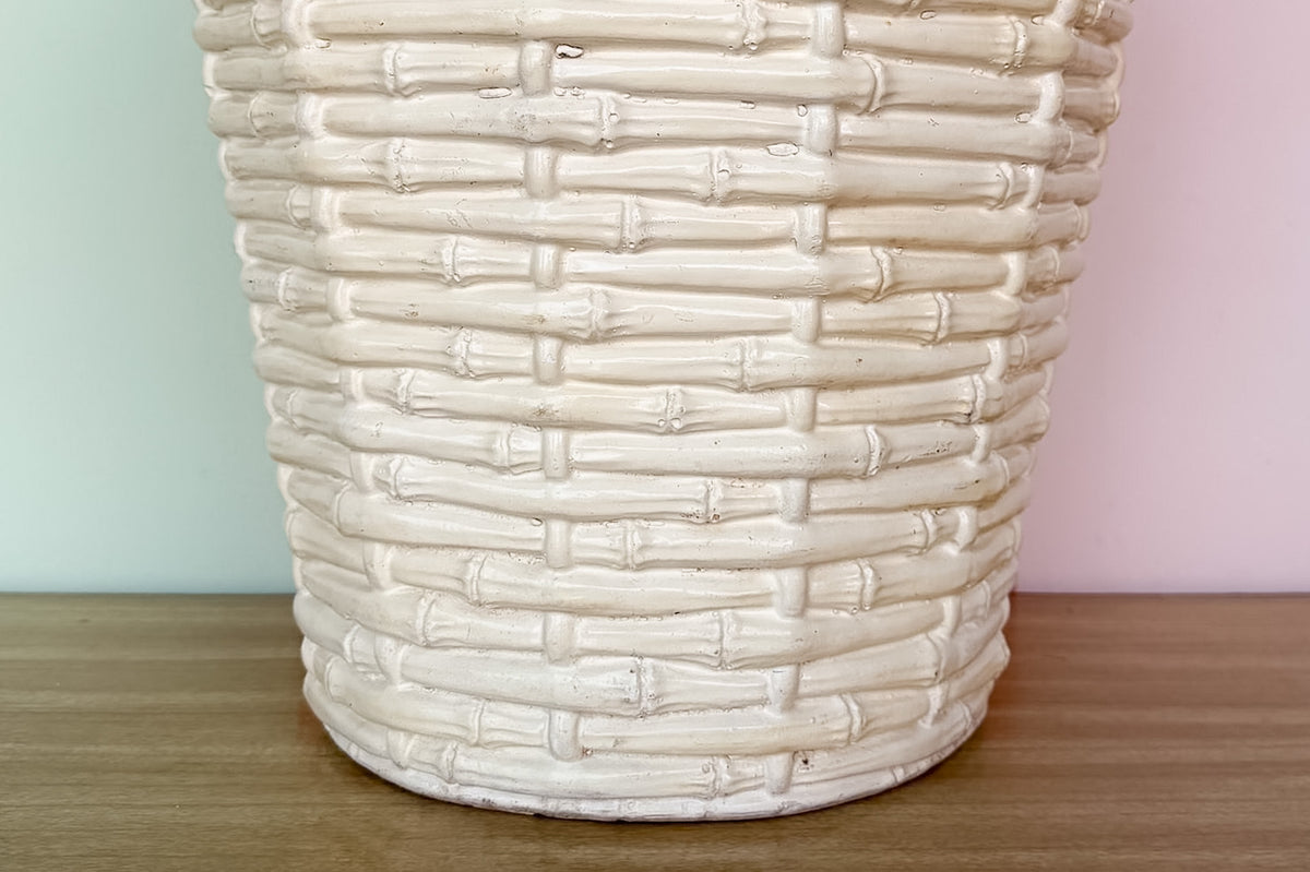 Faux Bamboo Ceramic Basket Lamp