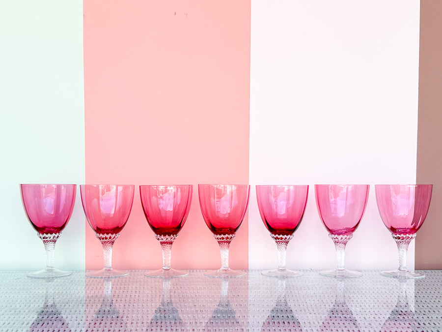 Set of Twenty-Three Georges Borgfeldt Lisa Cranberry Water Goblets