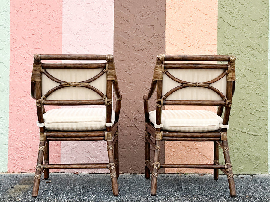 Set of Eight McGuire Rattan Dining Chairs