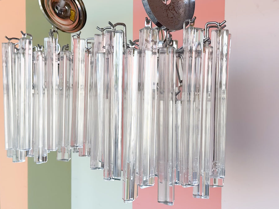 Pair of Murano Prism Glass Chandeliers