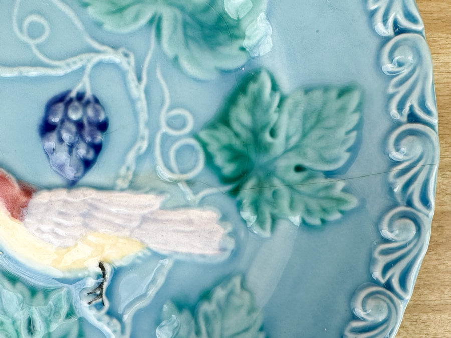 Set of Four Pretty Blue Bird Plates and Platter