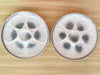 Set of Four Stormy Gray and White French Oyster Plates