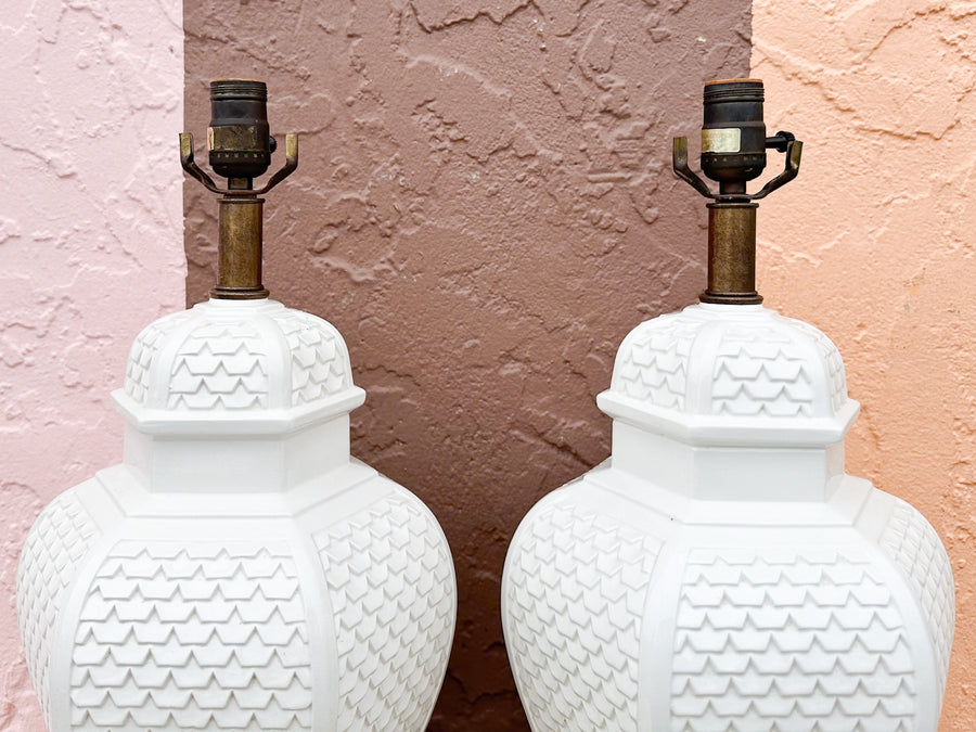Pair of Fishtail Frederick Cooper Ginger Jar Lamps