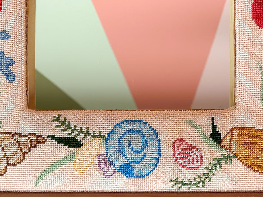 Petite Needlepoint Shell Mirror