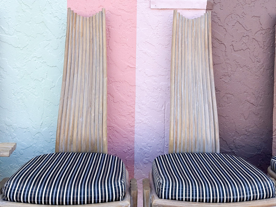 Set of Six McGuire Coastal Chic Rattan Dining Chairs