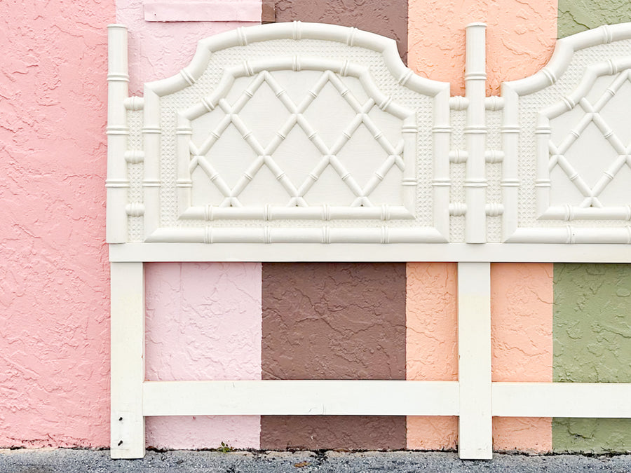 Cane and Faux Bamboo King Headboard