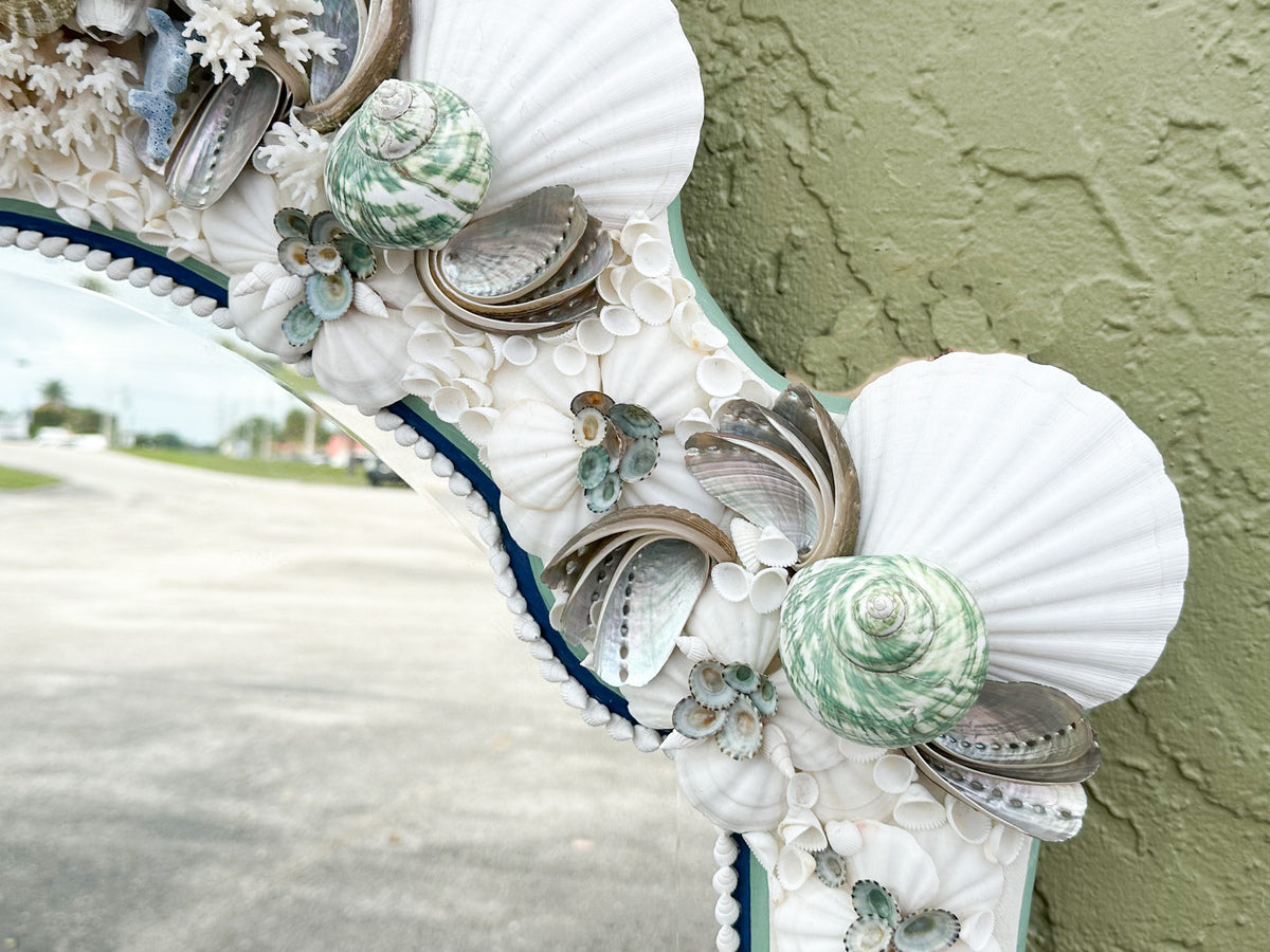 Kips Bay Show House Cobalt and Celadon Custom Shell Mirror