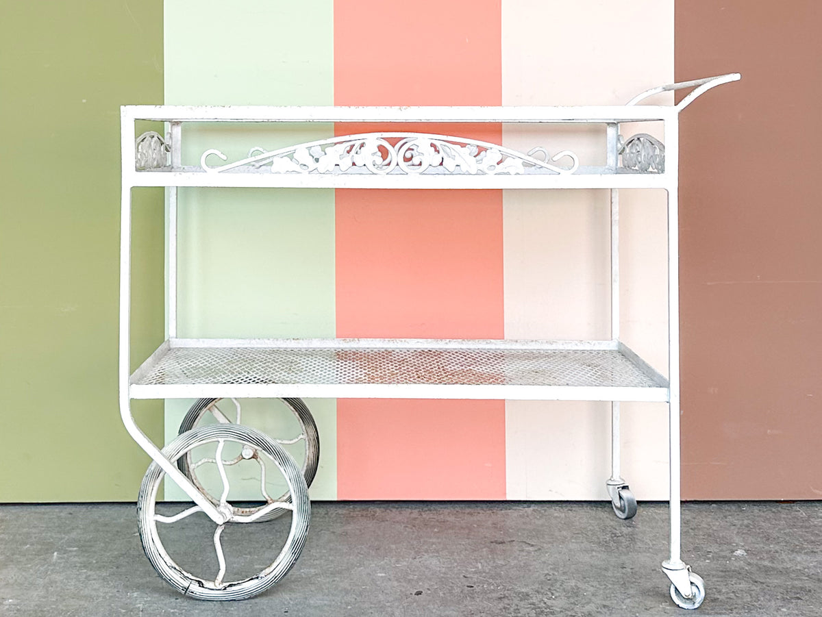 1950s Russell Woodard Wrought Iron Bar Cart
