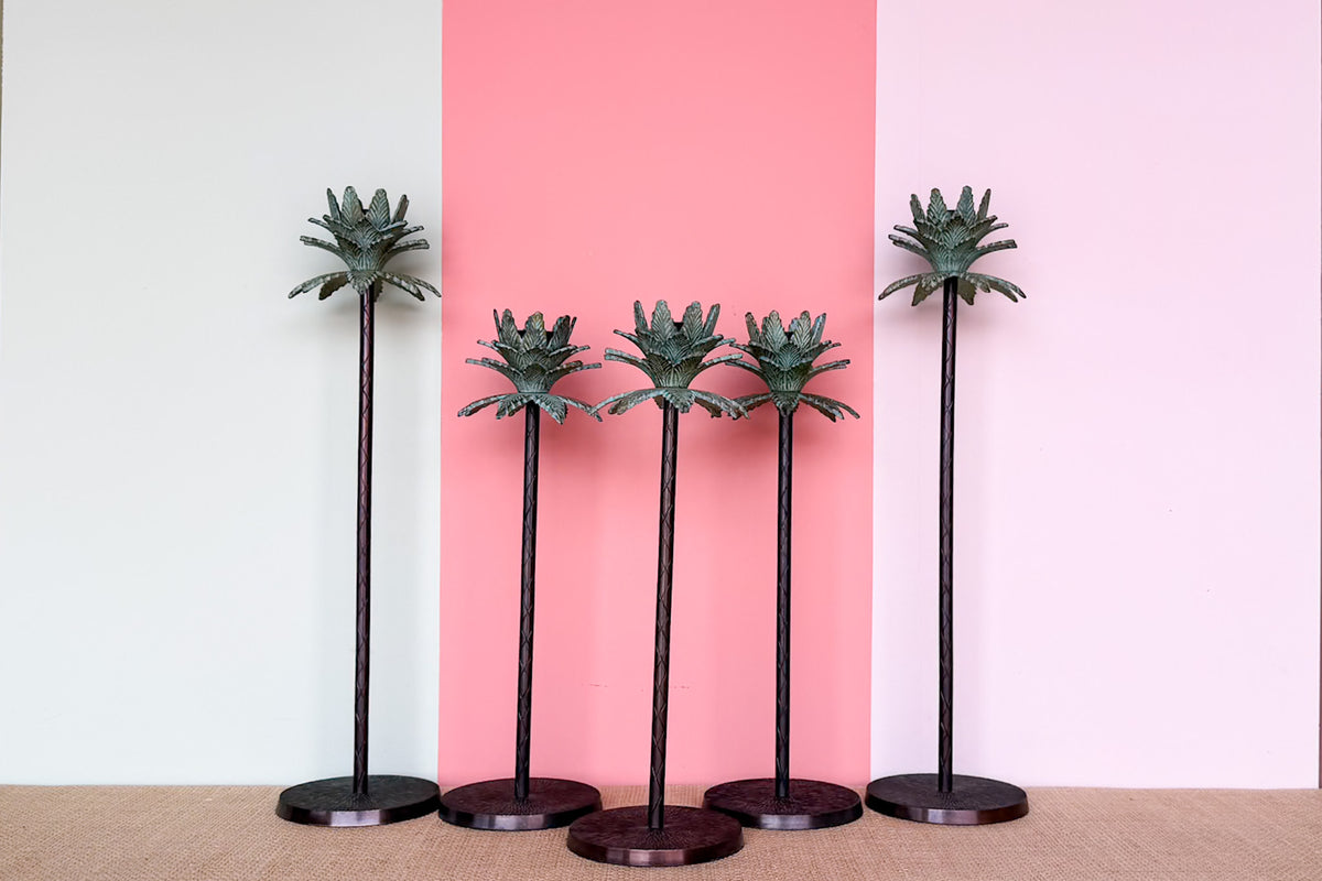 Set of Five Palm Tree Candle Holders