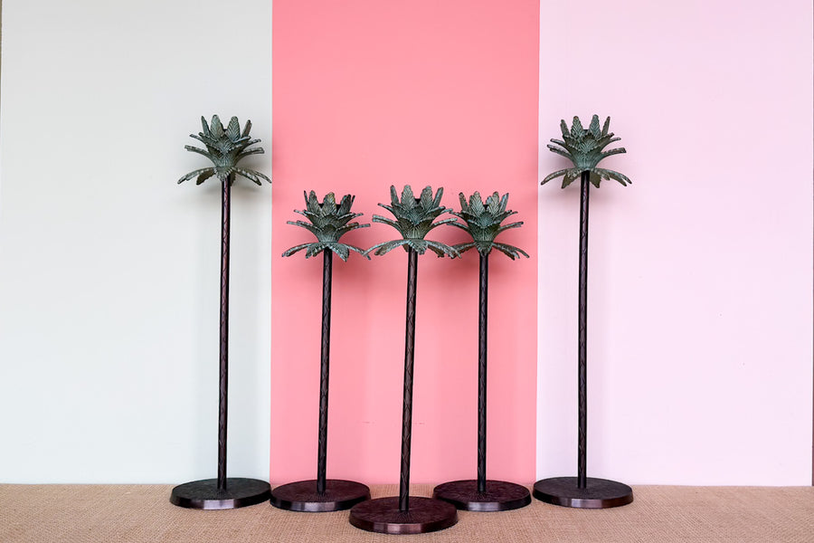 Set of Five Palm Tree Candle Holders
