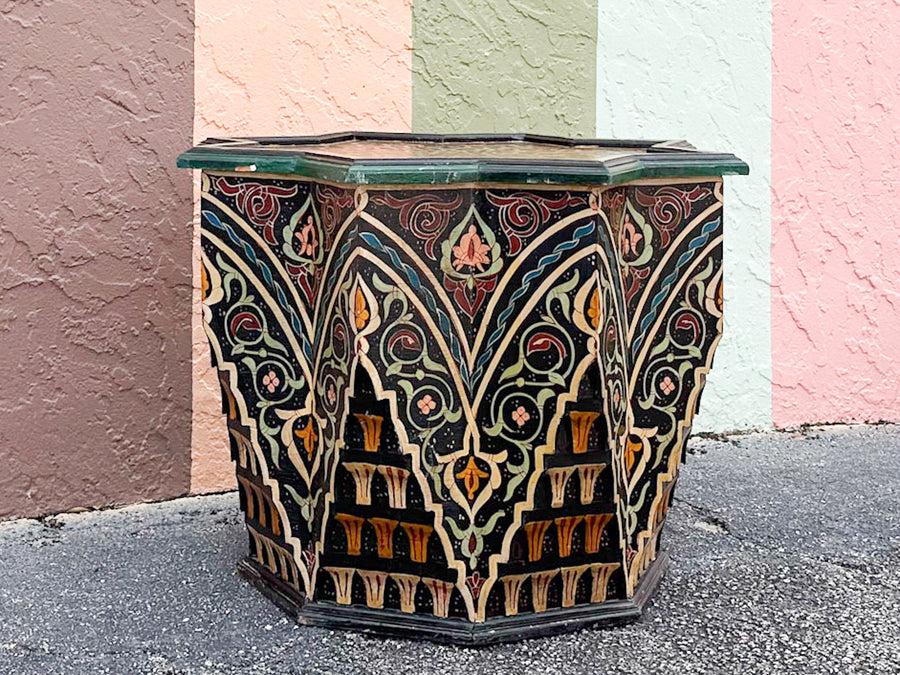 Colorful Black and Green Moroccan Style Side Table