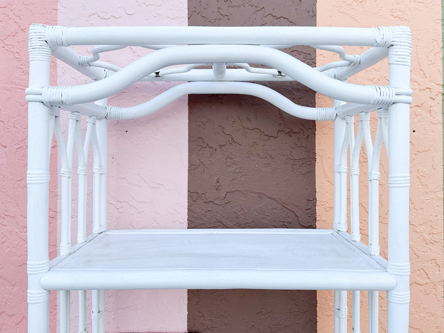 Faux Bamboo Rattan Pagoda Etagere