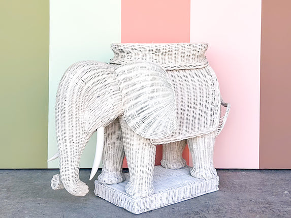 Wicker Elephant Garden Seat