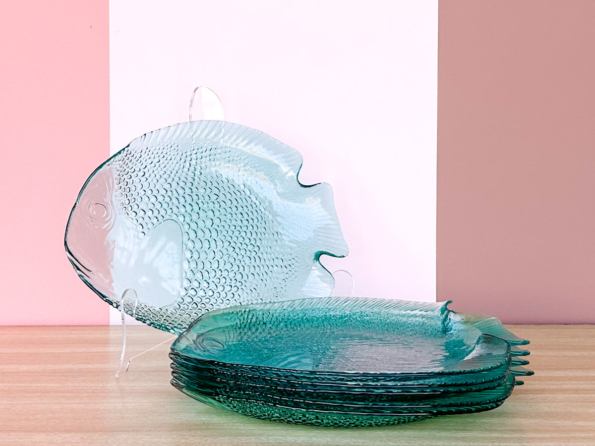 Set of Six French Fish Plates