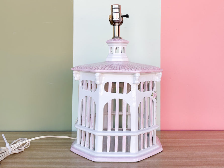 Pink Pagoda Birdcage Lamp