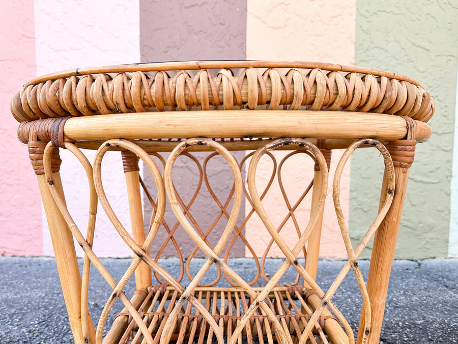 Pair of Coastal Rattan Side Tables