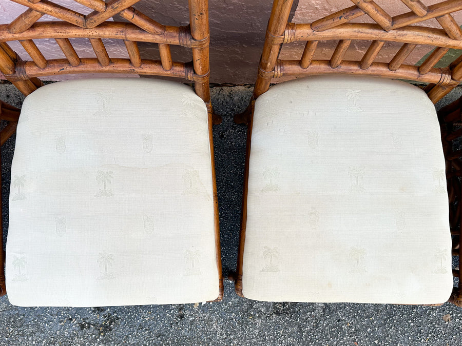 Set of Six Fretwork Rattan Dining Chairs