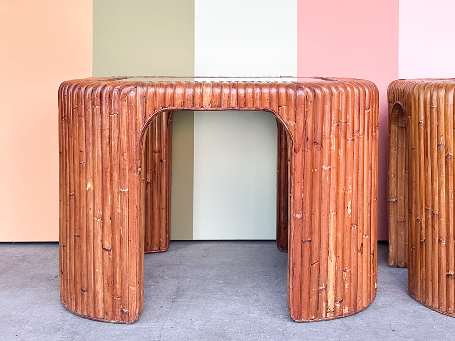 Pair of Island Style Bamboo Side Tables