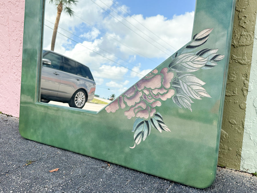 Pink and Green Lacquer Bird Mirror