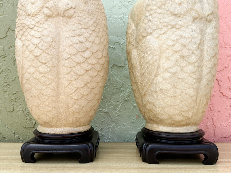 Pair of Cream Parakeet Lamps