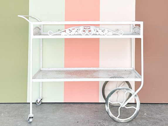 1950s Russel Woodard Wrought Iron Bar Cart