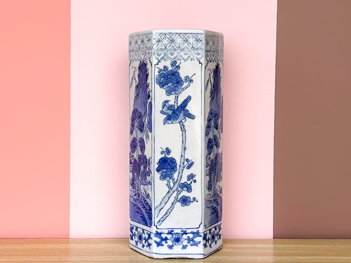 Blue and White Octagon Vase