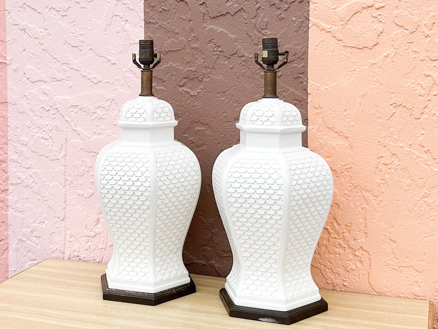 Pair of Fishtail Frederick Cooper Ginger Jar Lamps