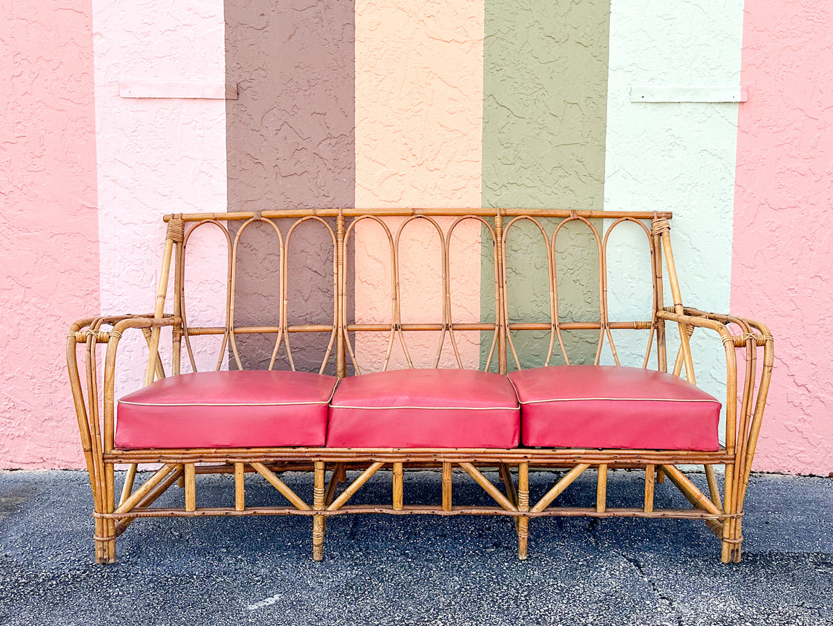 1940s Heywood Wakefield Rattan Sofa