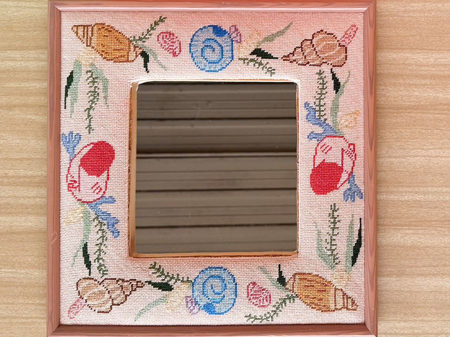 Petite Needlepoint Shell Mirror