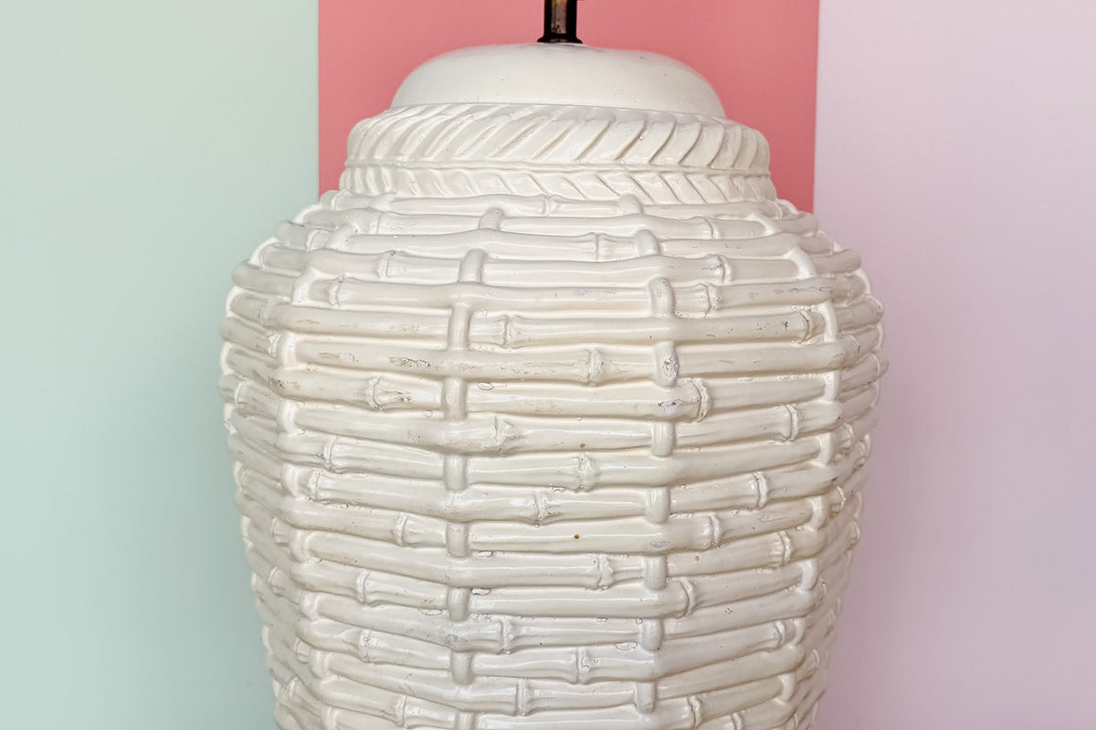 Faux Bamboo Ceramic Basket Lamp