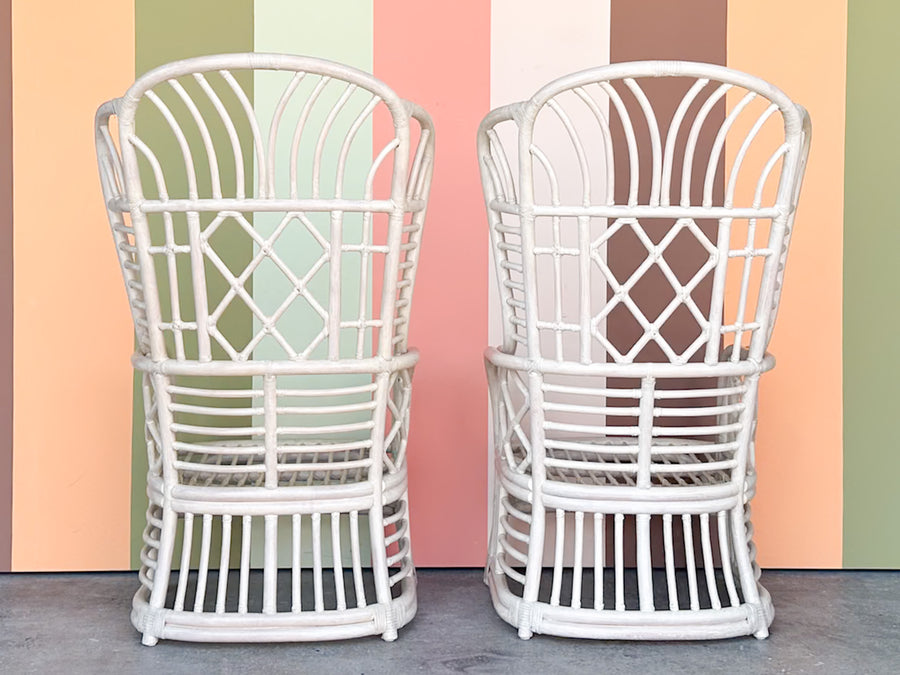 Pair of Ficks Reed Rattan Wing Back Chairs