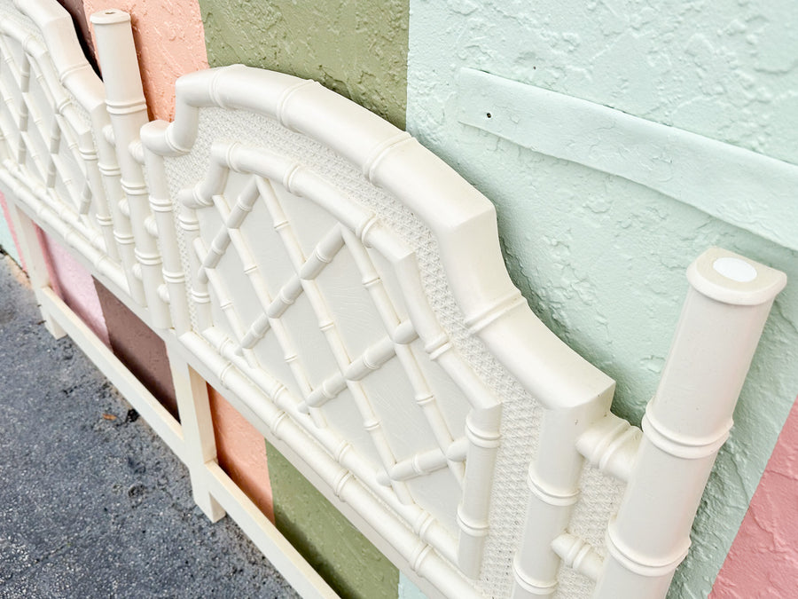 Cane and Faux Bamboo King Headboard