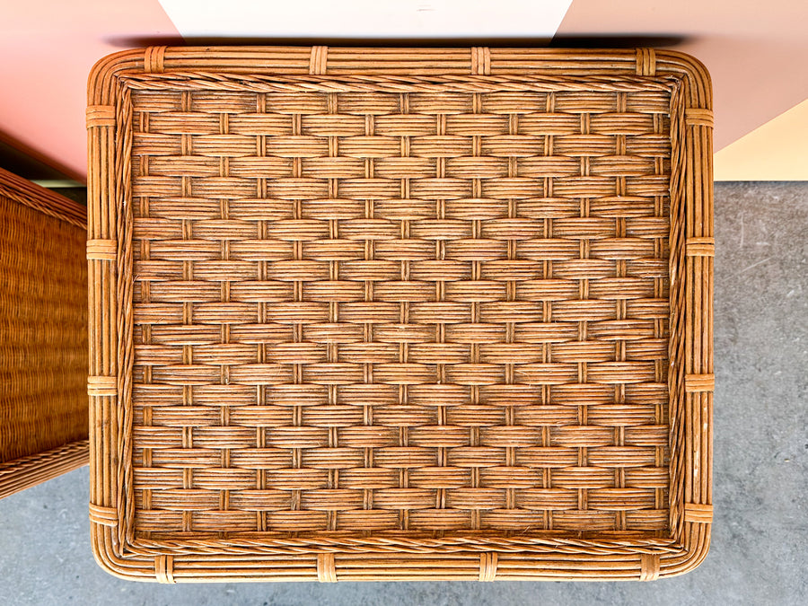 Pair of Coastal Rattan Nightstands