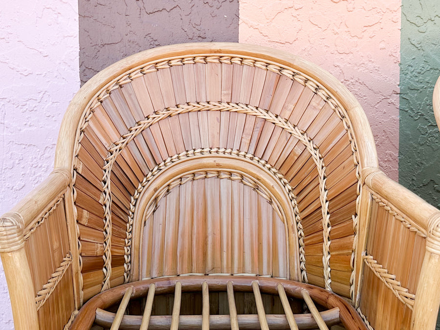 Pair of Island Chic Split Bamboo Lounge Chairs