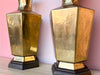 Pair of Etched Brass Chinoiserie Lamps