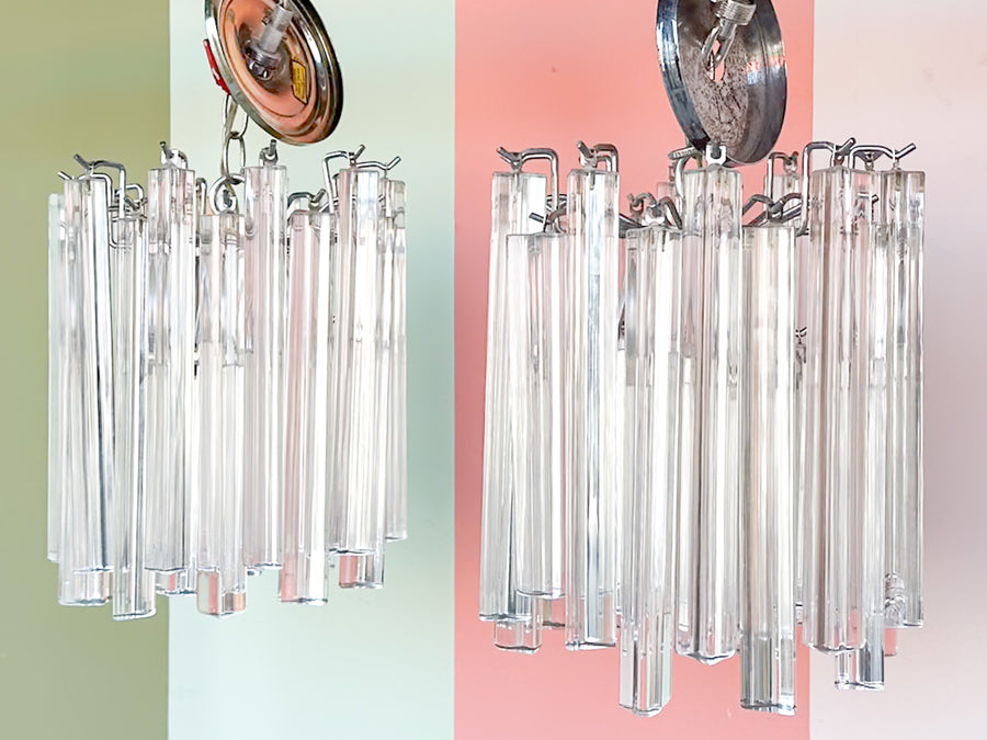 Pair of Murano Prism Glass Chandeliers