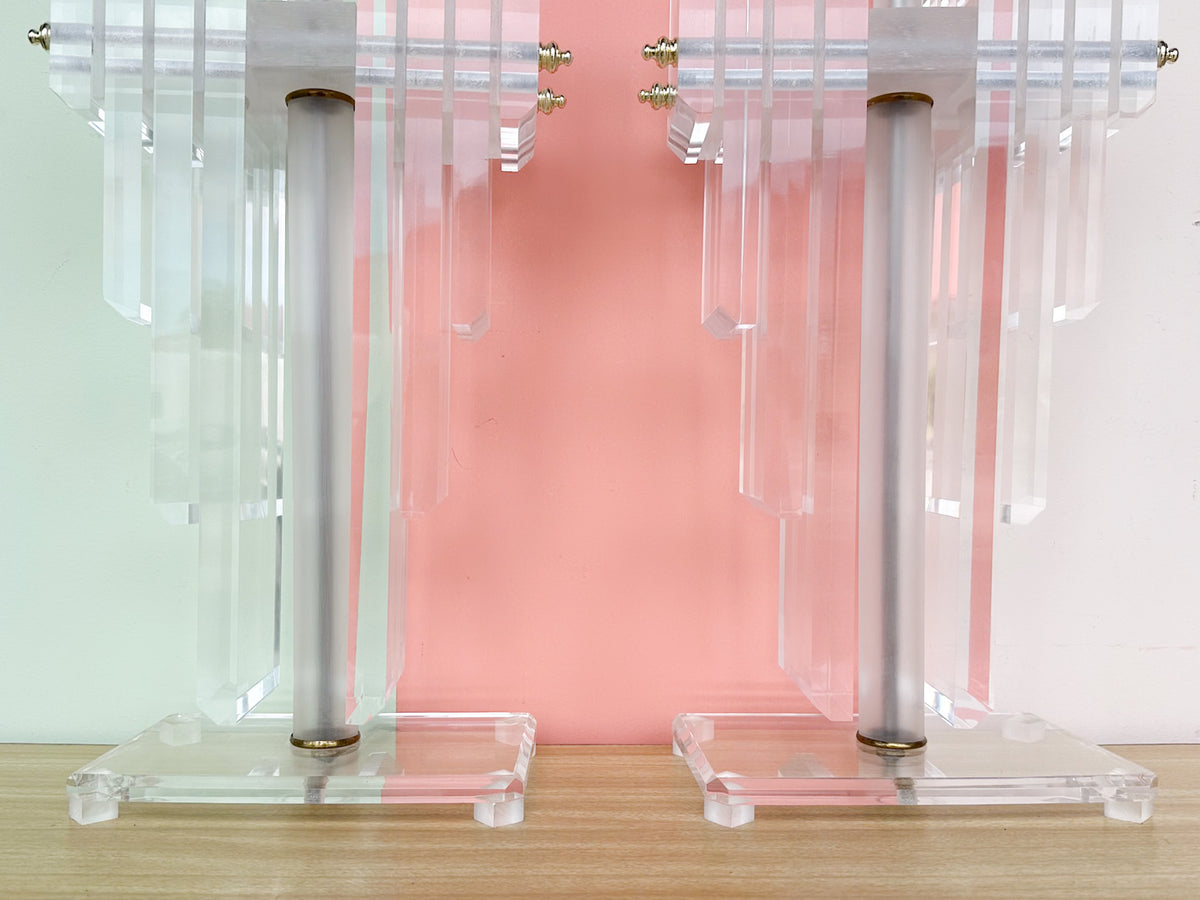 Pair of Fab Large Lucite Lamps