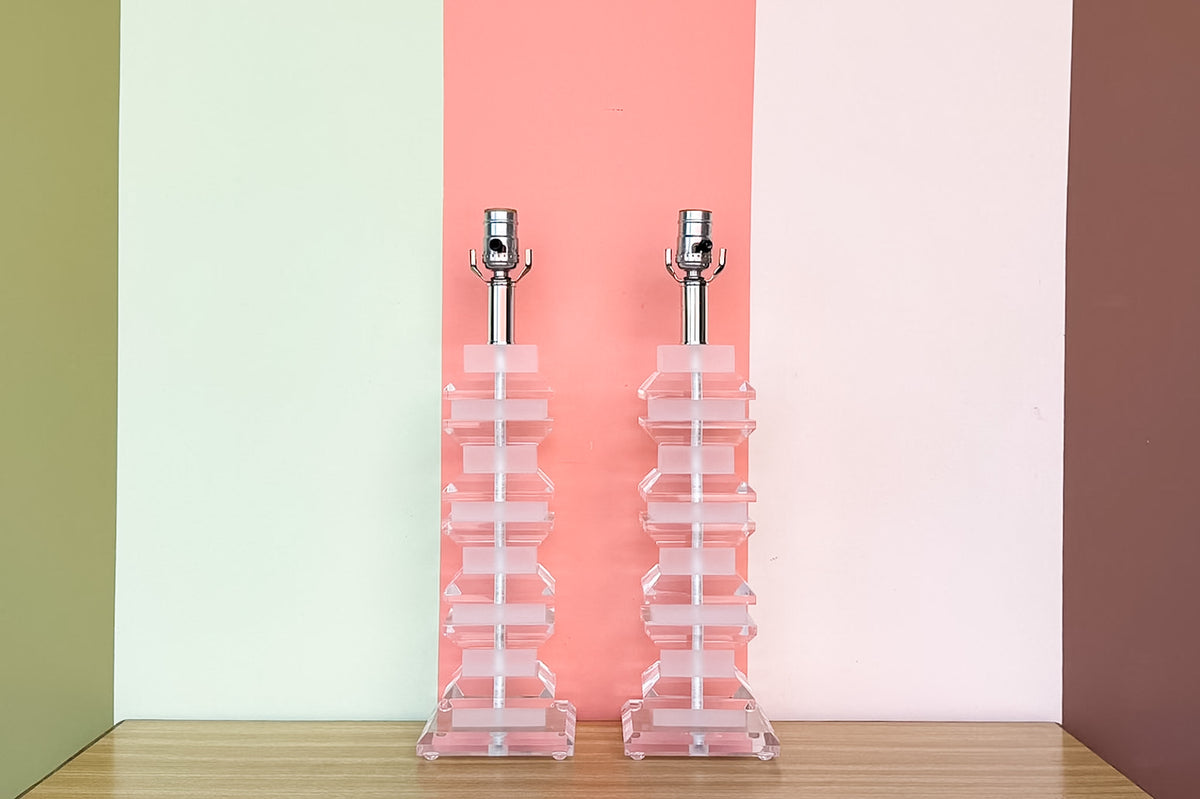 Pair of MCM Lucite Lamps