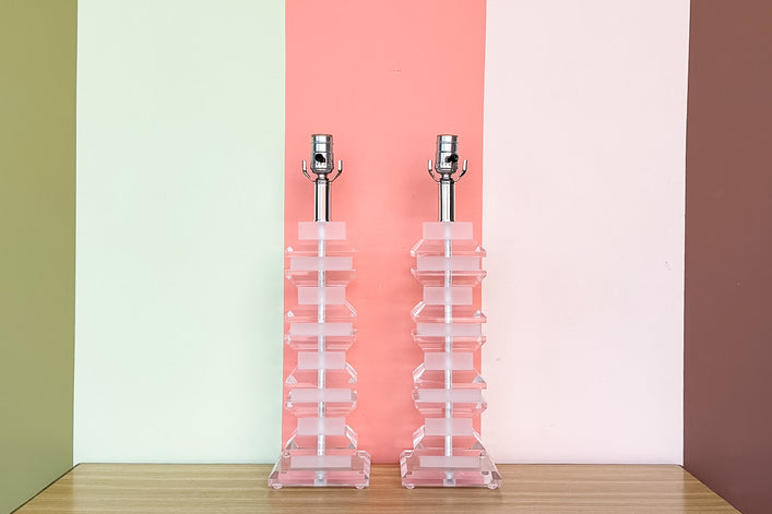 Pair of MCM Lucite Lamps